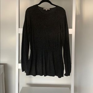 Loft charcoal grey Peplum long-sleeve sweater